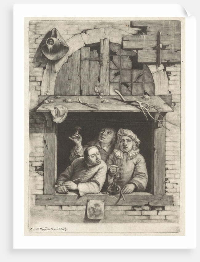 Three smokers in a window by Nicolaes van Haeften