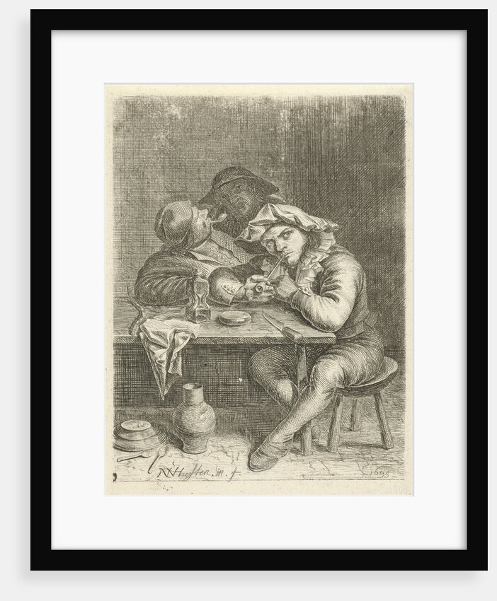 Two smoking at a table by Nicolaes van Haeften