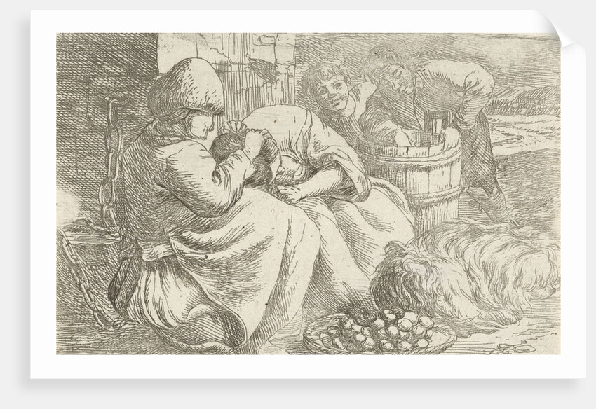 Old woman delouses a girl by Jan van Ossenbeeck