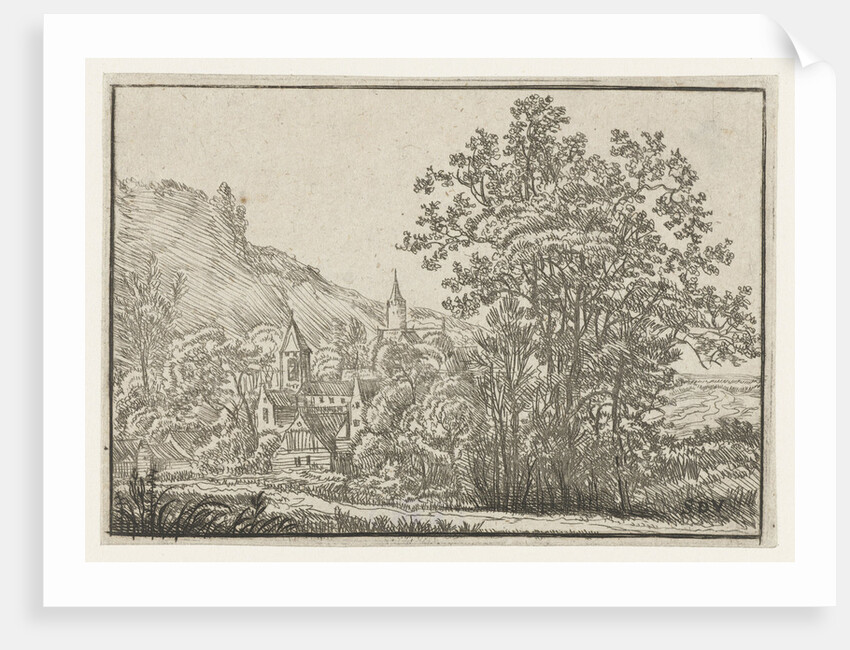 Village with two towers by Anonymous