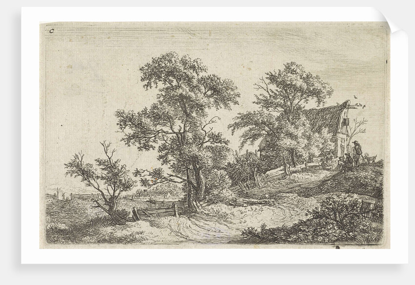 House on a path on a hill by Anthonie Waterloo