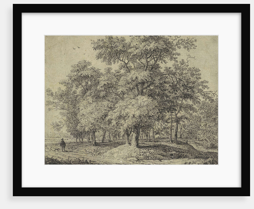 Man with a dog in a forest by Anthonie Waterloo