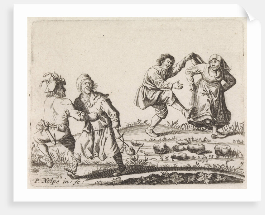 Two pairs of farmers dancing by Pieter Jansz. Quast