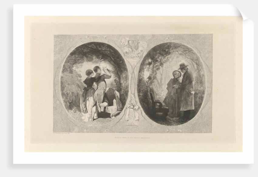 Two ovals with young and old couple by Frans Buffa en Zonen