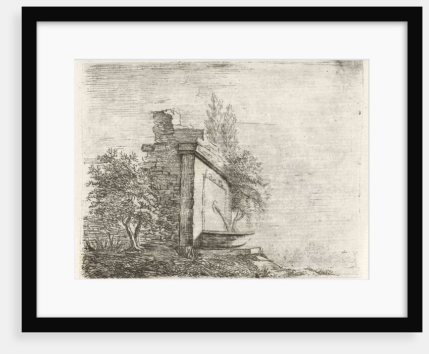 Fountain against crumbling wall by baron Reinierus Albertus Ludovicus van Isendoorn à Blois