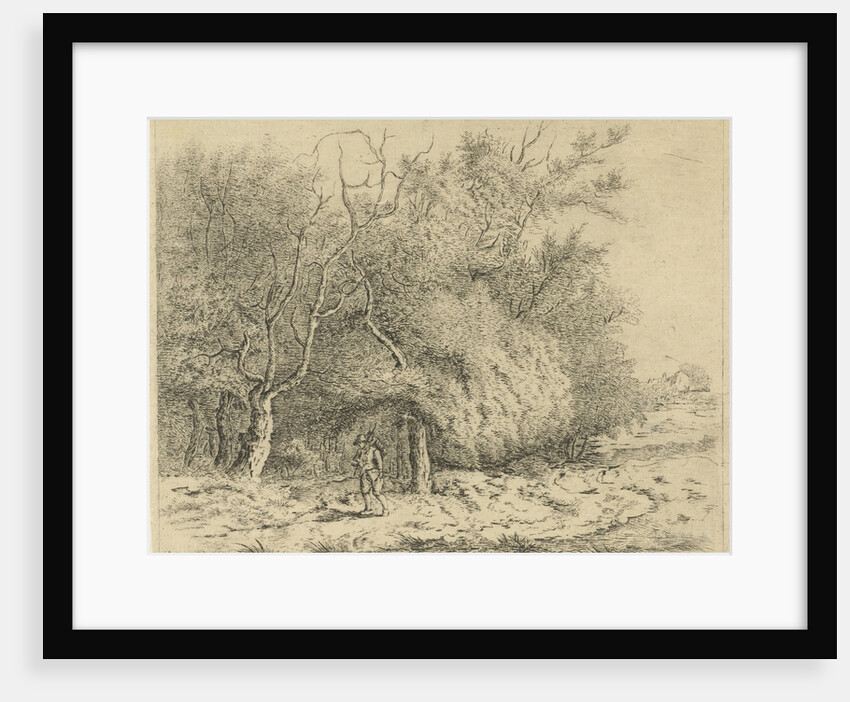 Hiker along the forest edge by baron Reinierus Albertus Ludovicus van Isendoorn à Blois