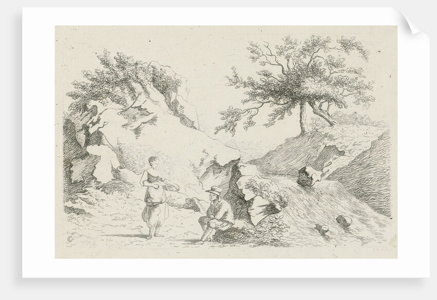 Man and woman at waterfall by F. Bosch