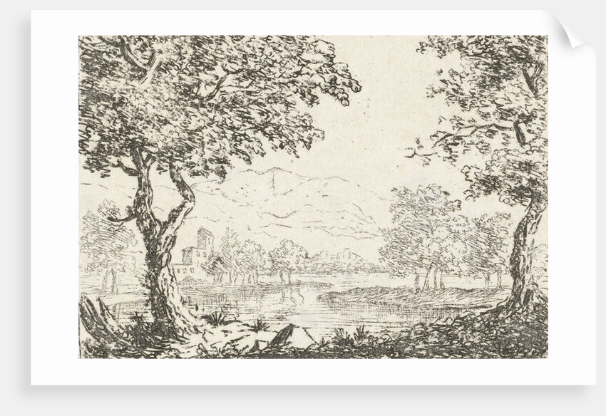 River landscape by baron Reinierus Albertus Ludovicus van Isendoorn à Blois