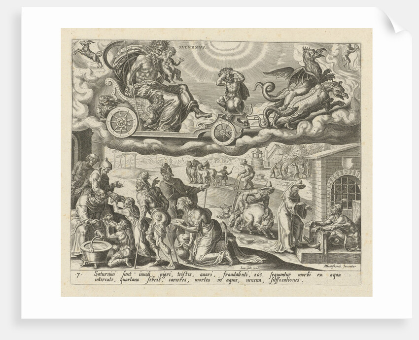 The planet Saturn and its children by Joannes Galle