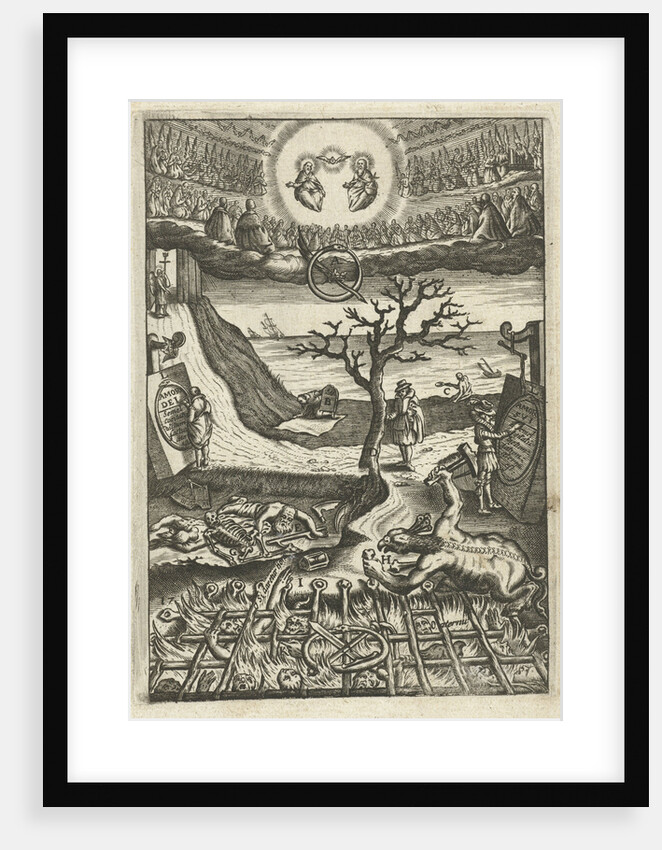 A man has doubts about his conduct at a junction of two roads by Boëtius Adamsz. Bolswert