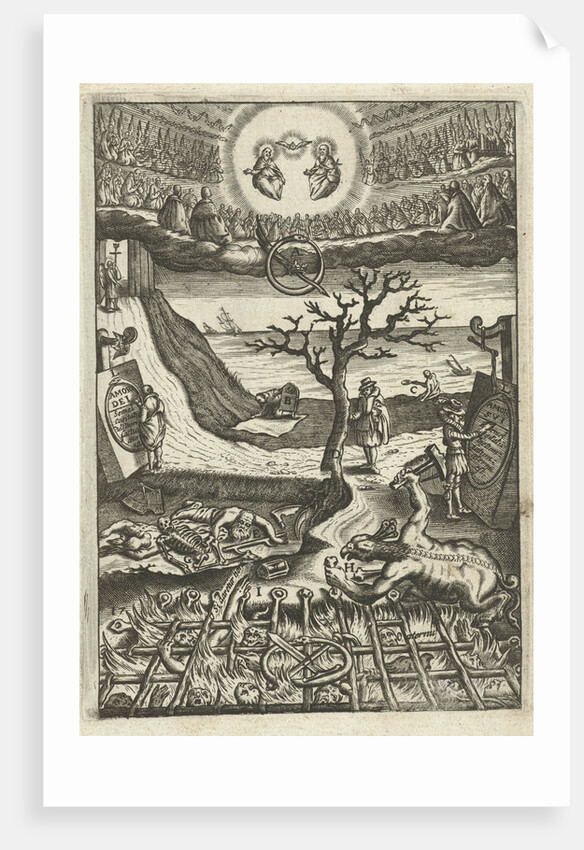 A man has doubts about his conduct at a junction of two roads by Boëtius Adamsz. Bolswert