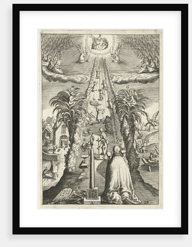 A man looks at his good works and noticing what he has to do and which way to go in the future by Boëtius Adamsz. Bolswert