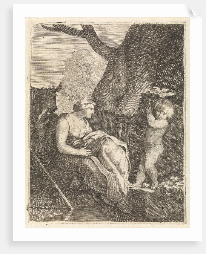 Seated woman and child by Matheus Moysesz. van Wtenbrouck