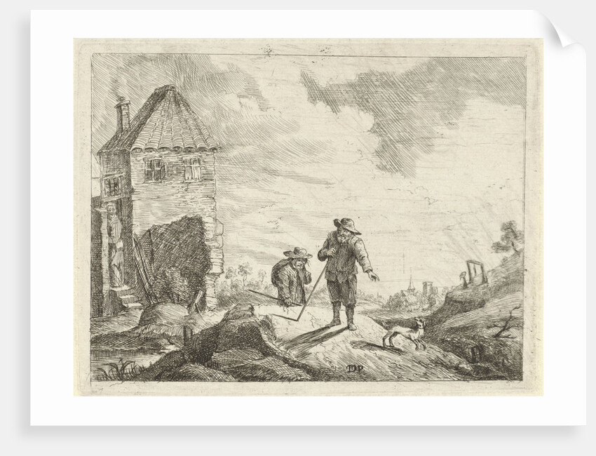 Two farmers with a dog on a country road by Jan Lauwryn Krafft I