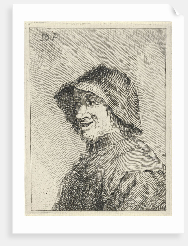 Farmer with hat on the head to the left by Anonymous