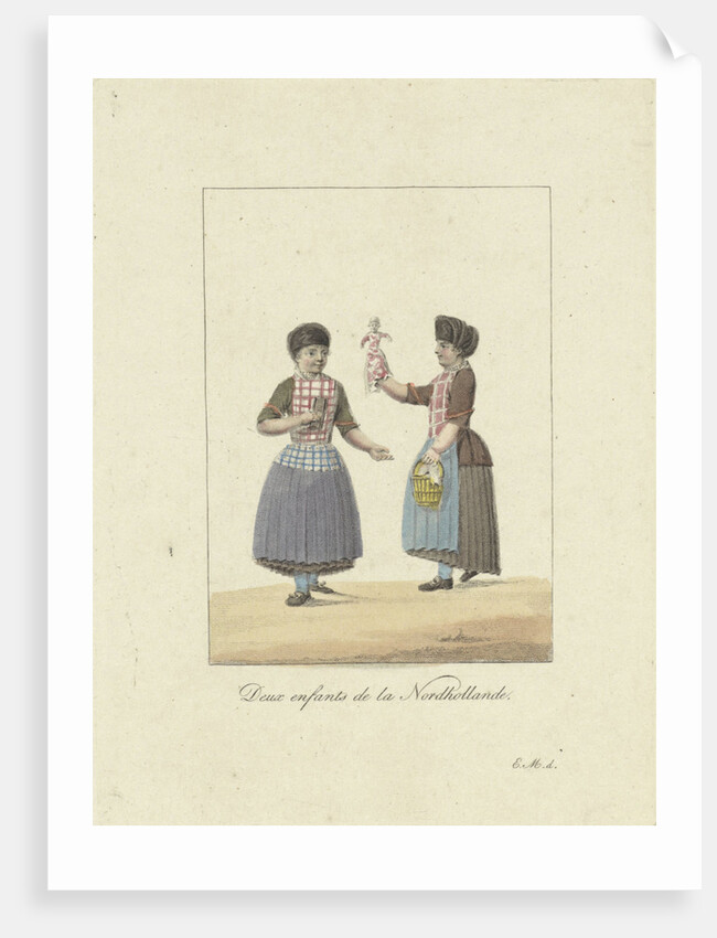 Two girls with a doll by Willem van Senus