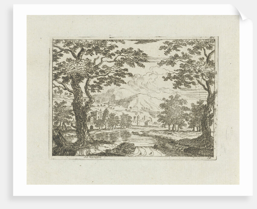 Village on a river by Jean Joseph Hanson