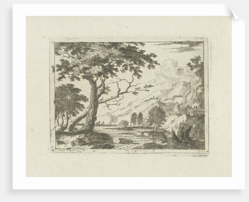 Mountain landscape with a river by Jean Joseph Hanson