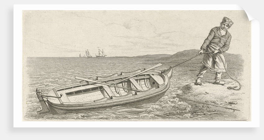 Man pulling his boat ashore by Jacob Ernst Marcus