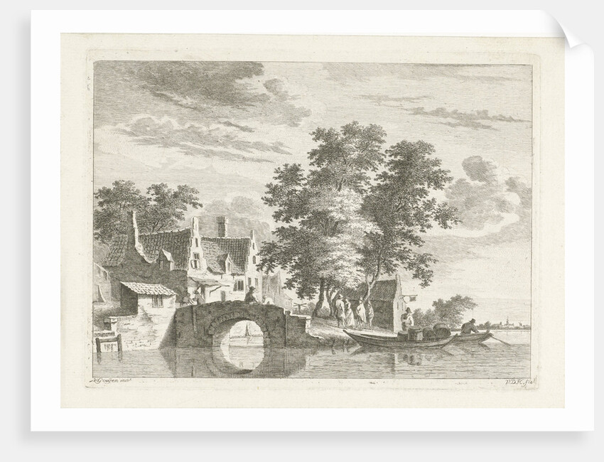 Village view with stone bridge by Anthonij van der Haer