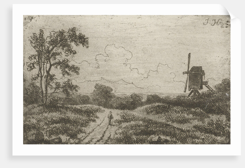 Figure on a road at a mill by Hendrik Jan Hein