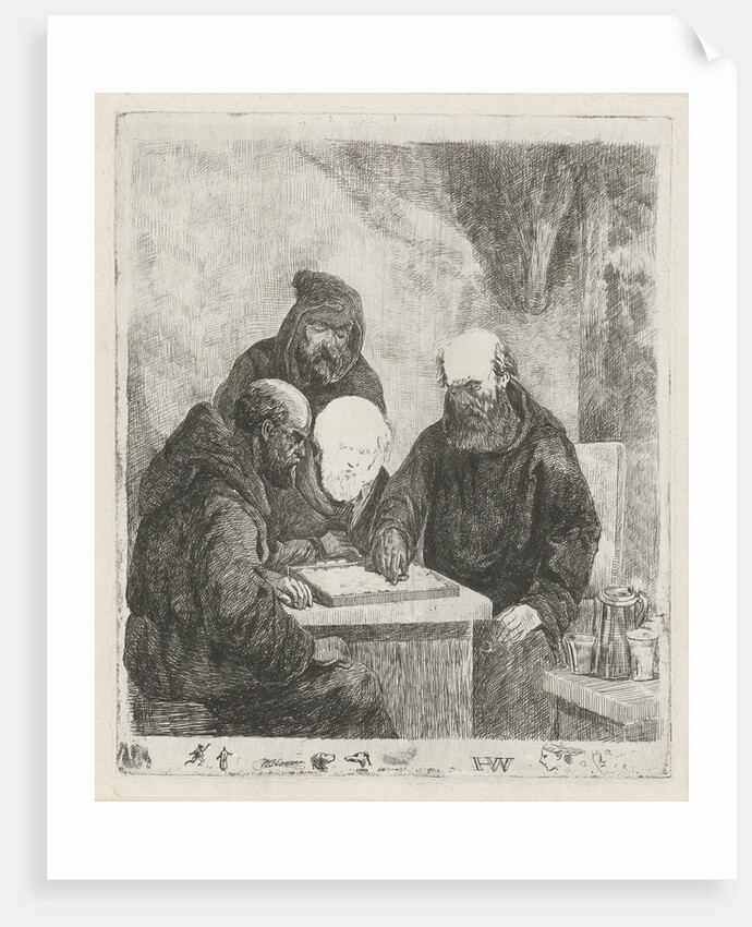 Checkers playing monks by David van der Kellen II