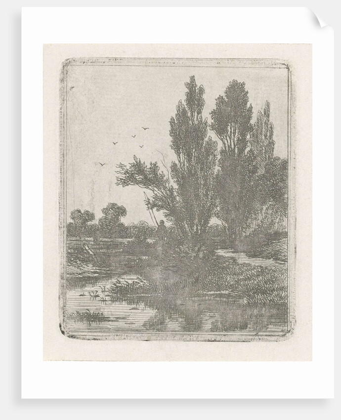 River landscape with angler by Jan van Lokhorst