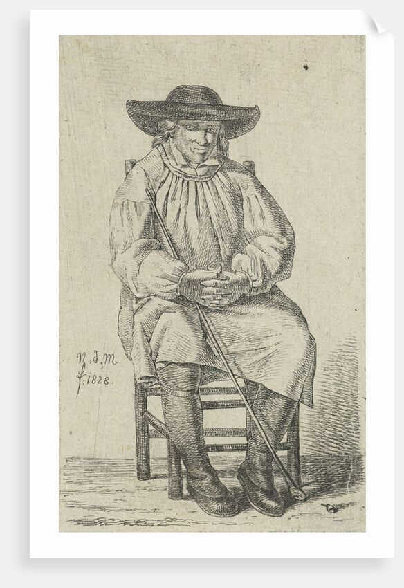 Seated man with stick by Anthonie Willem Hendrik Nolthenius de Man