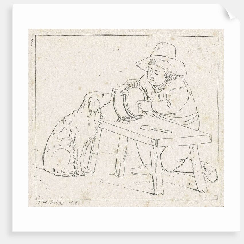 Boy with dog and an empty pot by Anthonie Willem Hendrik Nolthenius de Man