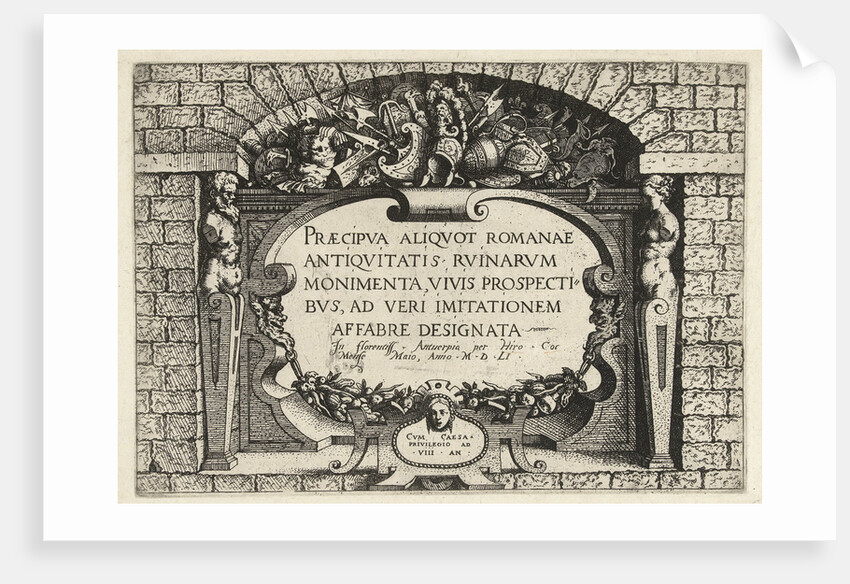 Title print for a series of Roman ruins, Italy by Hieronymus Cock
