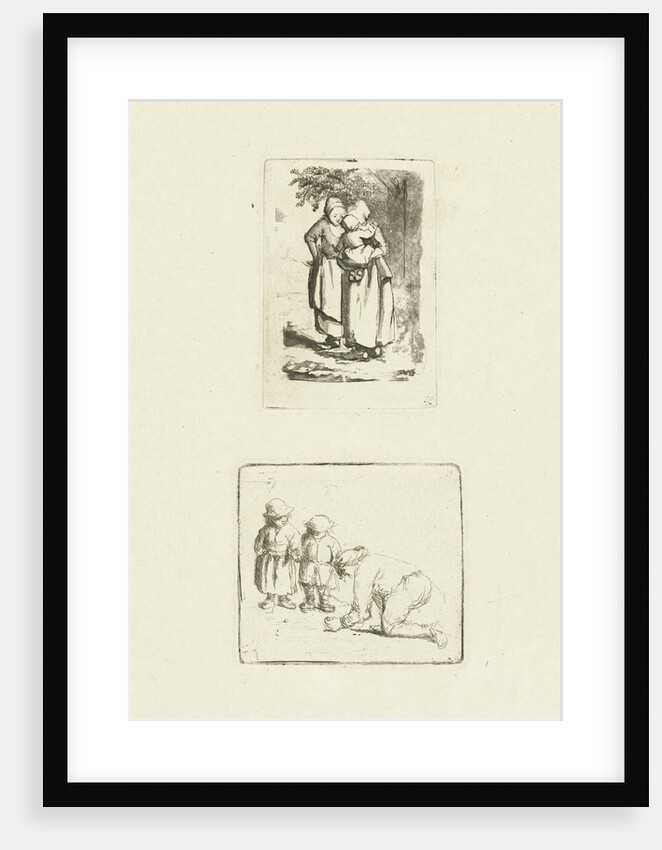 A man and two boys playing marbles by Marie Lambertine Coclers