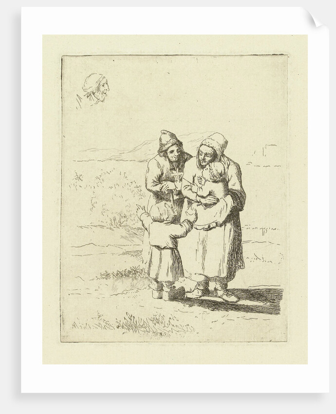 Study Sheet with family with two children by Marie Lambertine Coclers