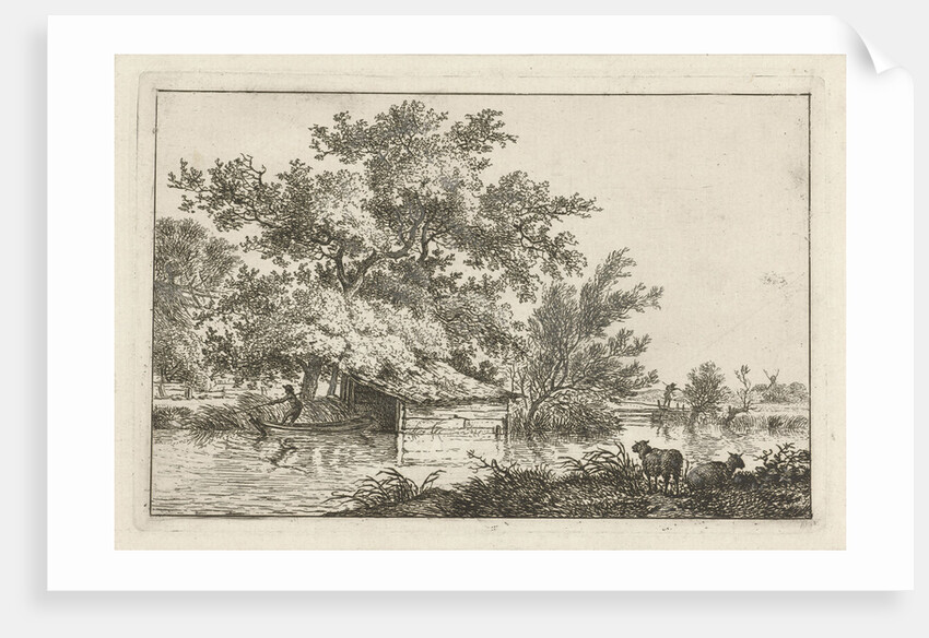 Ship at boathouse by Hermanus Fock