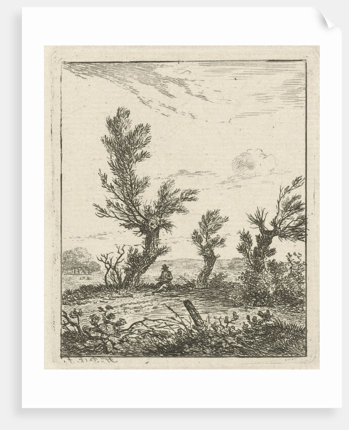 Artist between willows by Hermanus Fock