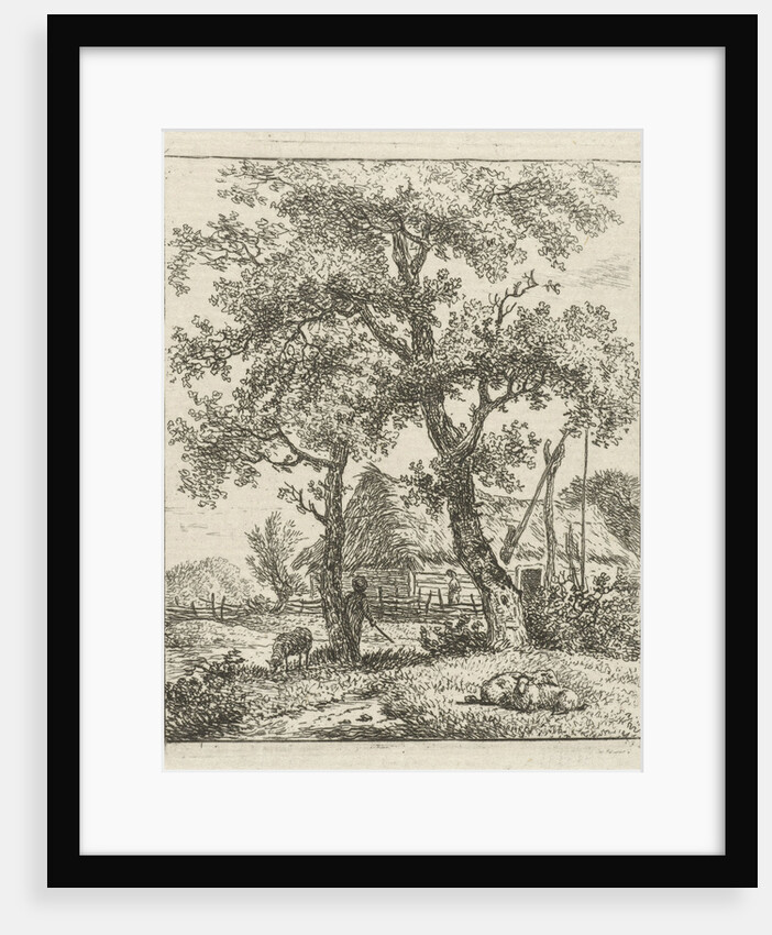 Farm and shepherd by Hermanus Fock