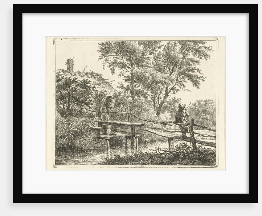 Man on bridge by Hermanus Fock