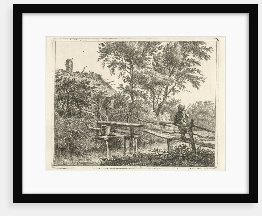 Man on bridge by Hermanus Fock