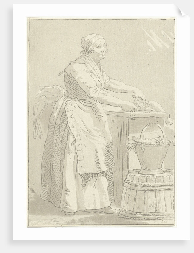 Fish cleaning woman by Hermanus Fock