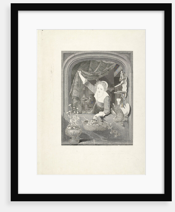 Woman with basket of fruit in your hand at the window by Gerard Dou