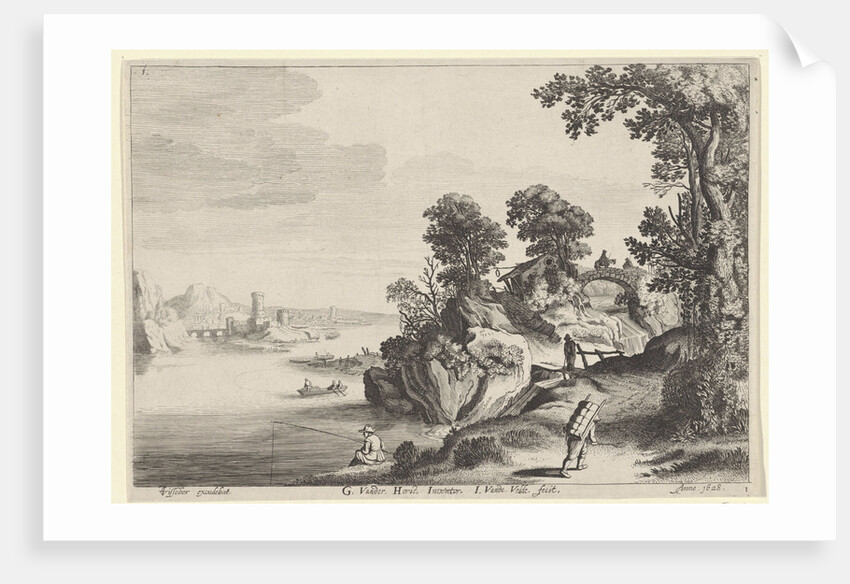 River landscape with travelers on country road by Claes Jansz. Visscher II