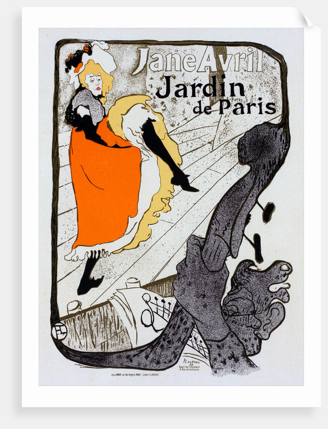Poster for le Jardin de Paris Jane Avril by Henri de Toulouse-Lautrec