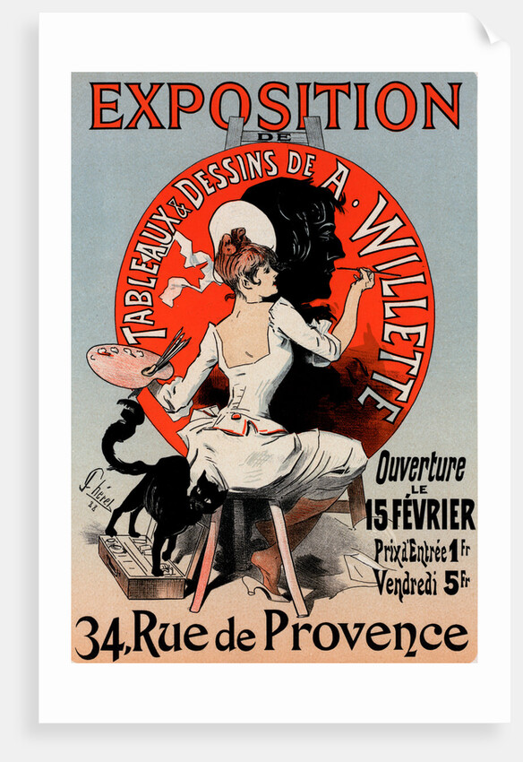 Poster for l'Exposition de Tableaux et Dessins de A. Willette by Jules Chéret