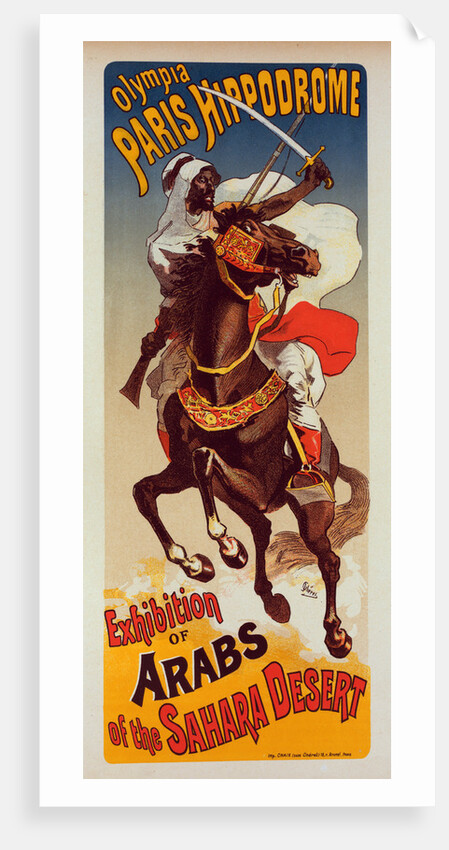 Poster for Paris-Hippodrome: Exhibition d'Arabes du Sahara by Jules Chéret