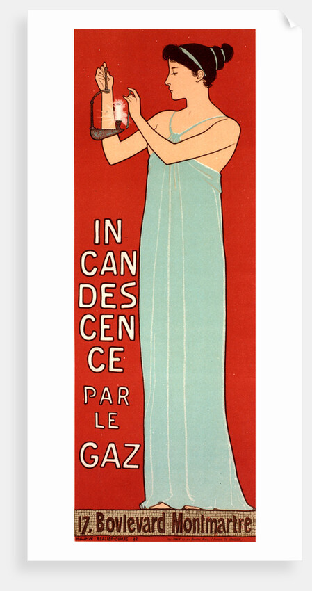 Poster for la Société française d' Incandescence par le Gaz,Système Auer. French Society for Incandescent Gas by Maurice Joseph Réalier-Dumas