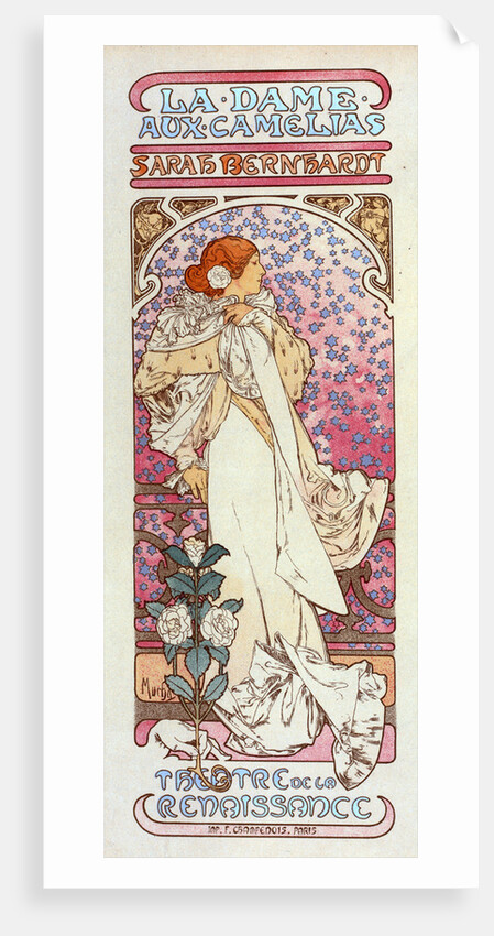 Poster for Théâtre de la Renaissance, la Dame aux Camélias, Sarah Bernhardt by Alphonse Mucha