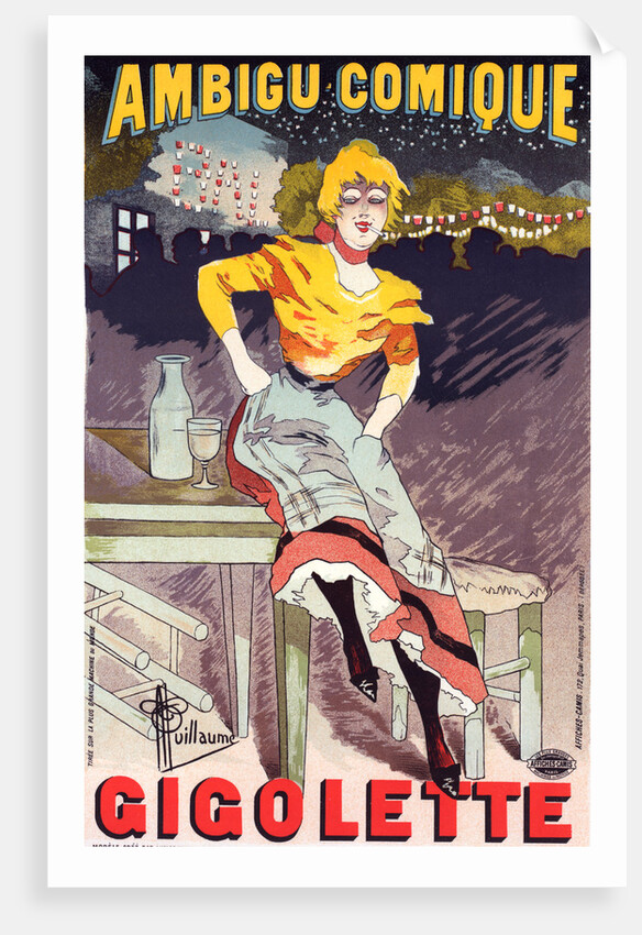 Poster for Théâtre de l'Ambigu, Gigolette by Albert Guillaume