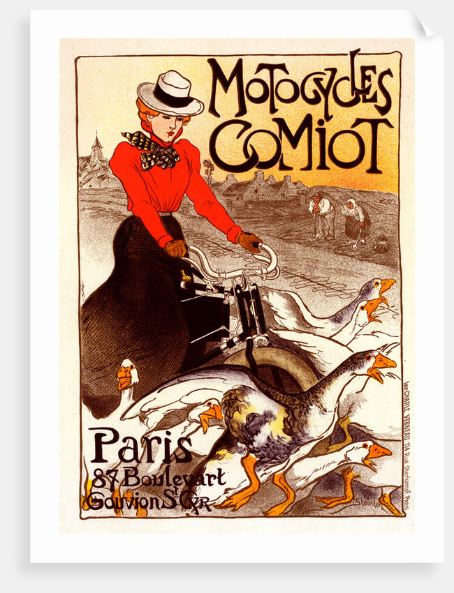Poster for Motocycles Comiot by Théophile Alexandre Steinlen
