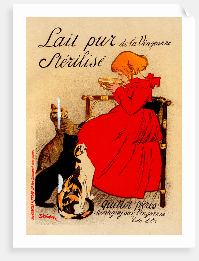 Poster for Lait pur stérilisé de la Vingeanne by Théophile Alexandre Steinlen