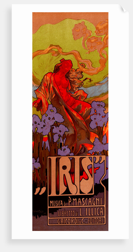 Italian poster for l'opéra-comique Iris by Adolf Hohenstein