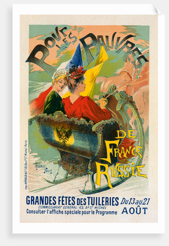 Poster for les grandes fêtes des Tuileries, Pour les pauvres de France et de Russie by Gaston Noury